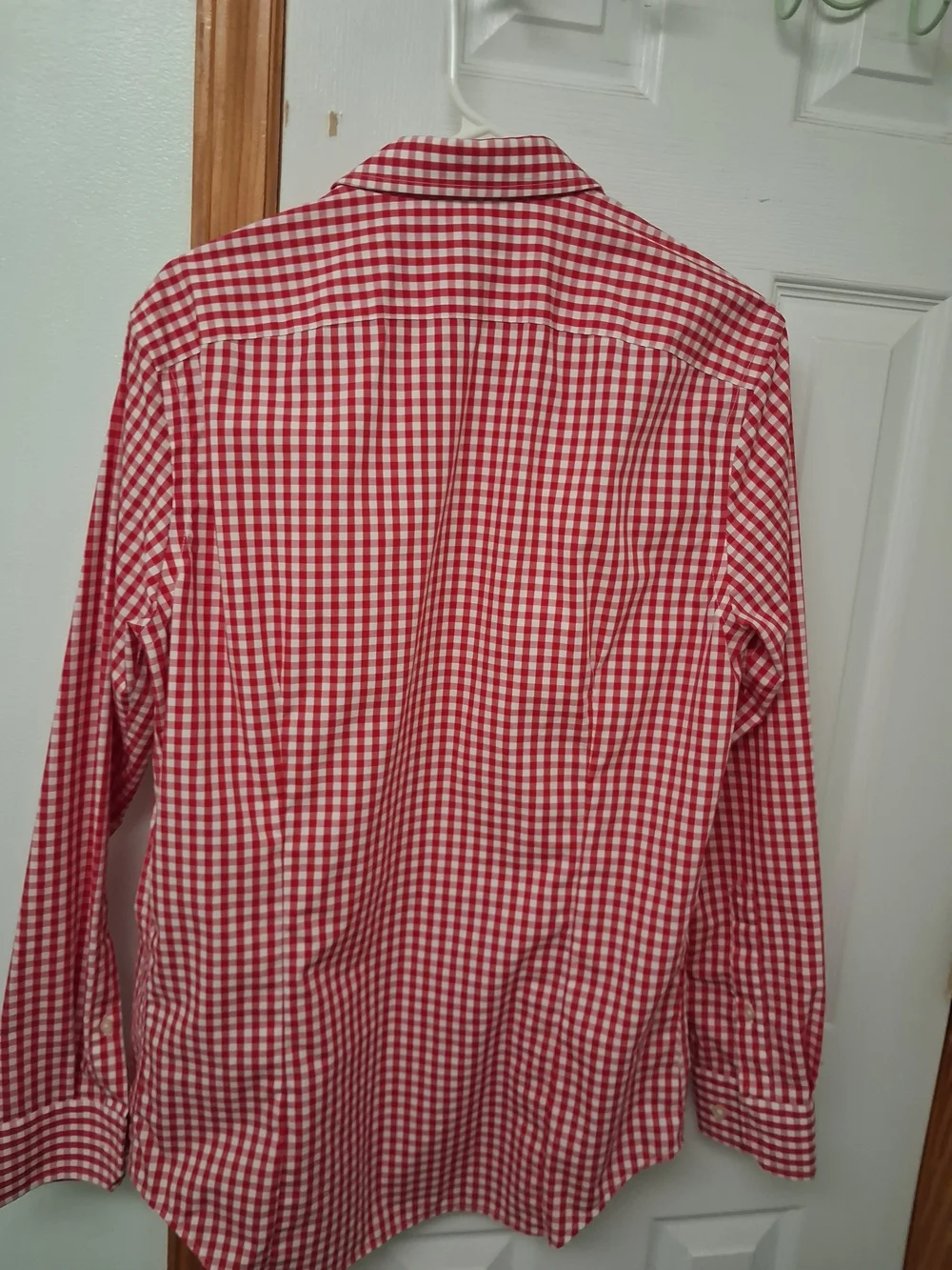 Banana Republic Red and White Gingham Tailored Button-Down Shirt
